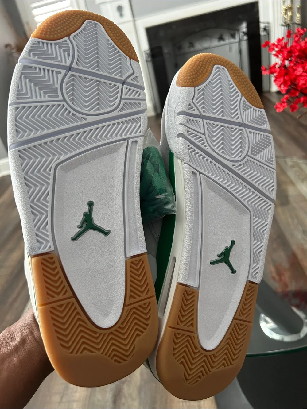 Air Jordan White and Green Men's Low-Top Athletic Sneakers